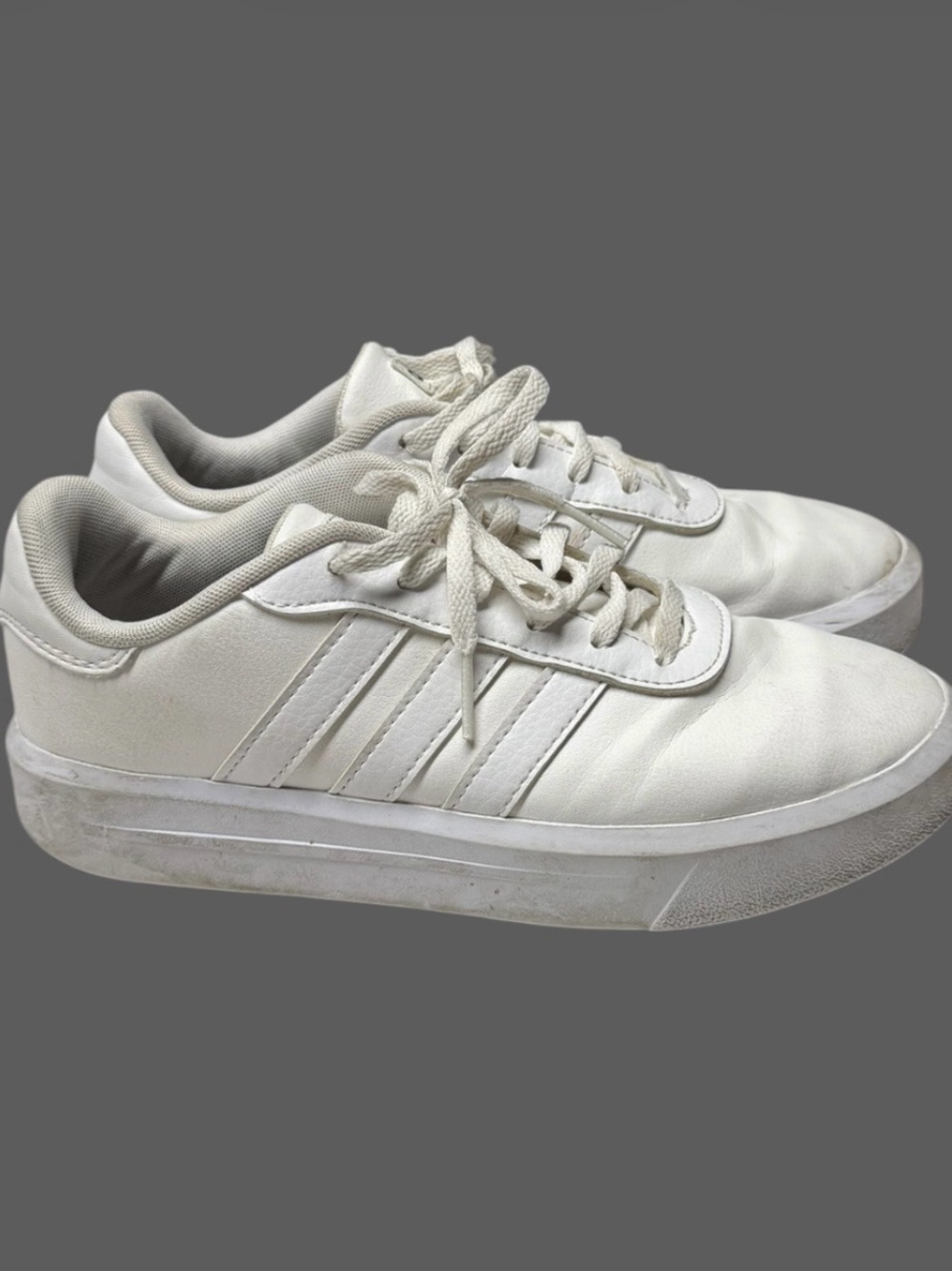 adidas White Low-Top Lace-Up Sneakers
